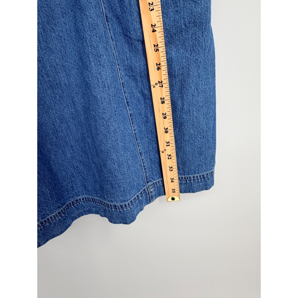 Madewell Denim Square Neck Puff Sleeve Mini Dress Blue Size 16W Pockets Cotton - Picture 9 of 14